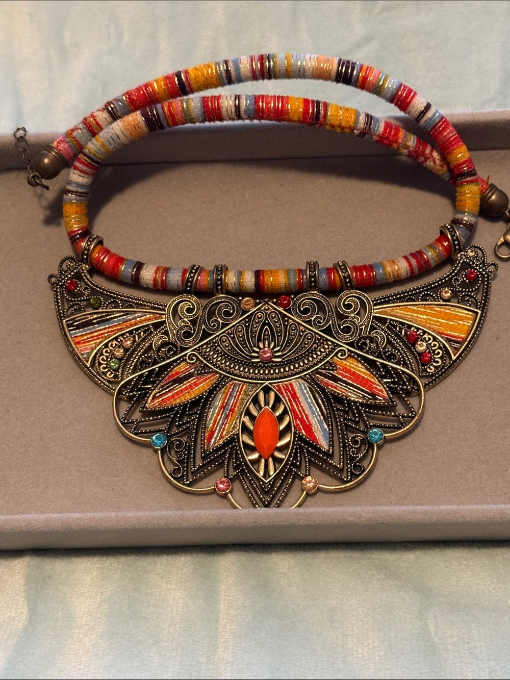 Bohemian Multicolor Statement Bib Necklace